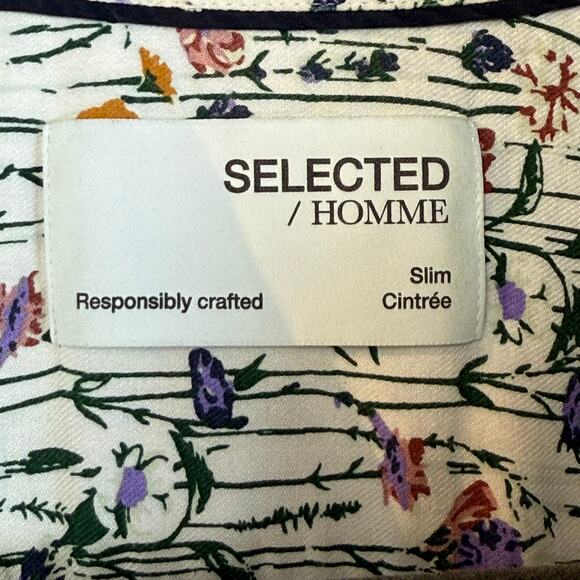 Selected Homme Floral Men Shirt Size L Short Sleeves Organic Cotton /Viscose - Picture 4 of 12